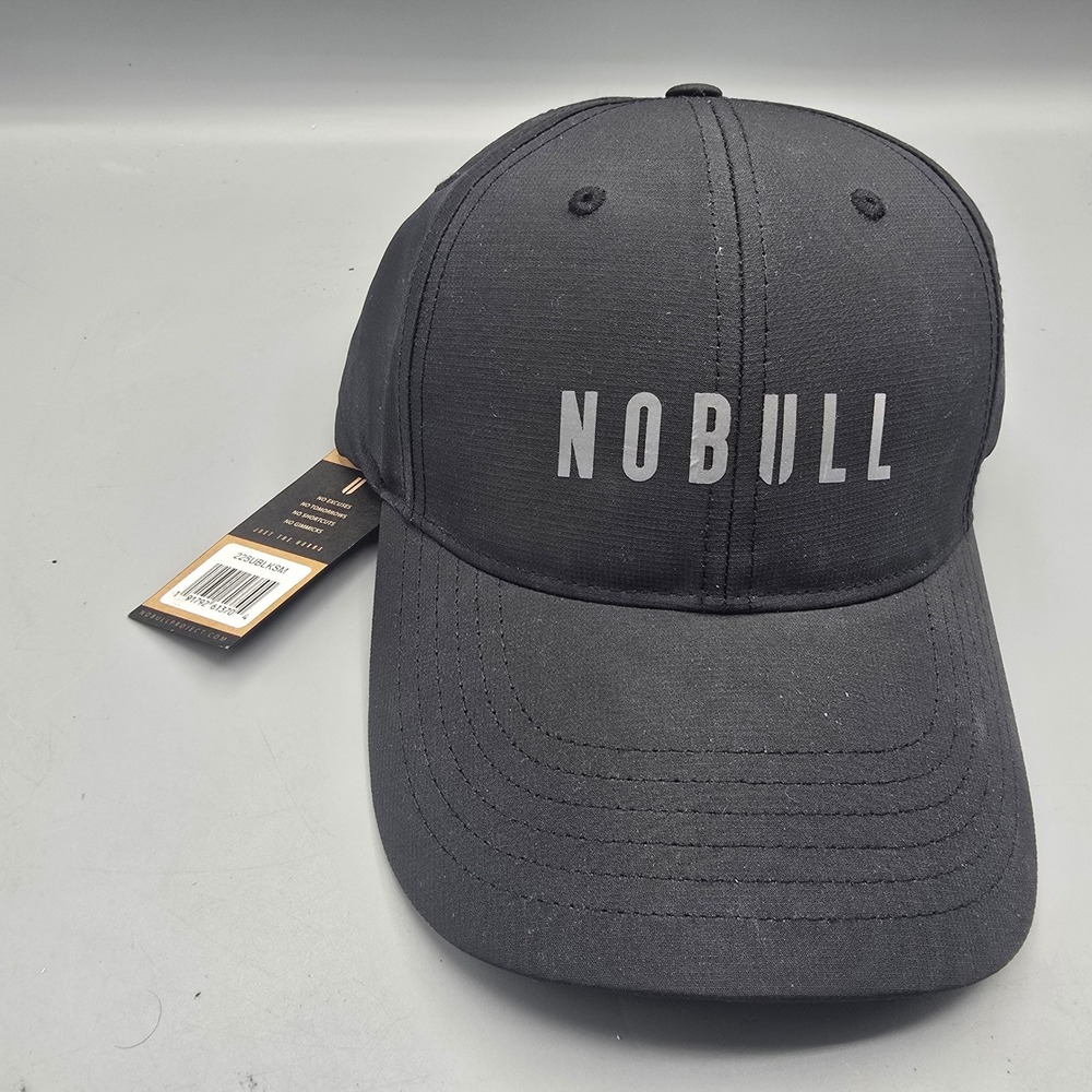 NOBULL Adjustable Performance Hat Black Reflective Logo Cap 225UBLKSM S/M